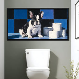 Bulldog Bathroom Antics - NicheCanvas