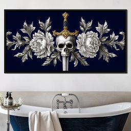 Baroque Skull and Peony Sword - NicheCanvas