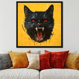 Feline Fury Against Yellow - NicheCanvas