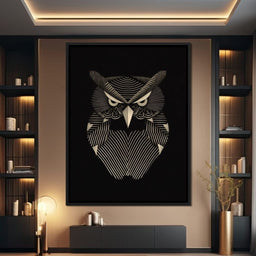 Golden Geometric Owl Guardian - NicheCanvas