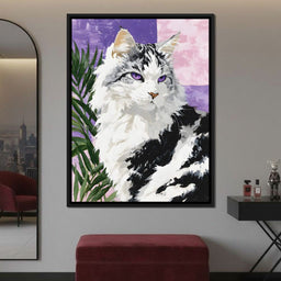 Majestic Violet Eyed Feline - NicheCanvas