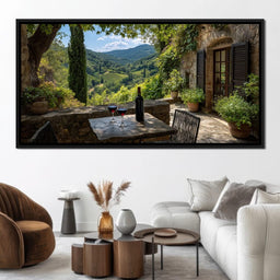 Sunlit Tuscan Vineyard Terrace - NicheCanvas