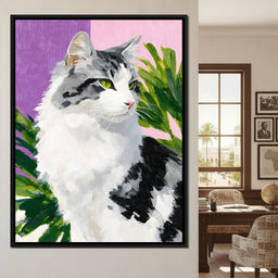 Emerald Eyed Cat Tropical Muse - NicheCanvas