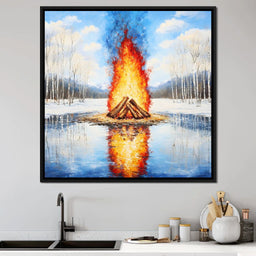 Winter Flames Reflecting - NicheCanvas