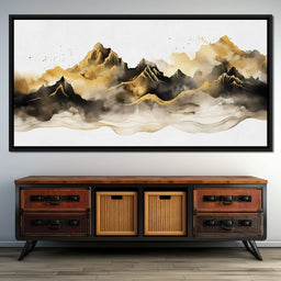 Golden Misty Peaks Panorama - NicheCanvas
