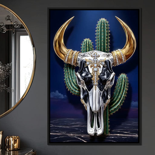 Golden Bull Skull Desert Luxe Canvas Print