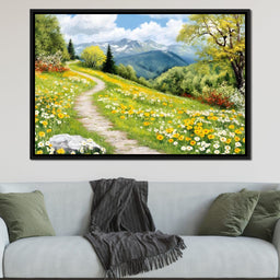 Path Through Floral Meadow - NicheCanvas