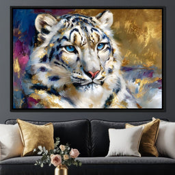 Golden Snow Leopard Portrait - NicheCanvas