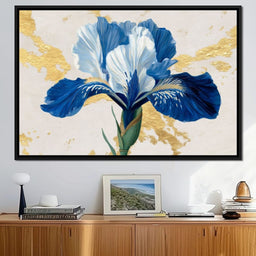 Gilded Blue Iris Bloom - NicheCanvas