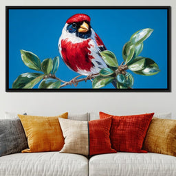 Radiant Plumage on Sky Branch - NicheCanvas