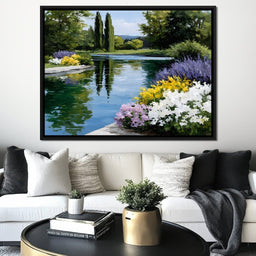 Garden Reflection Tranquil Pond - NicheCanvas