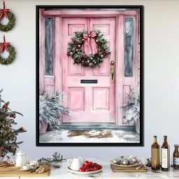 Winter Welcome Pink Door - NicheCanvas