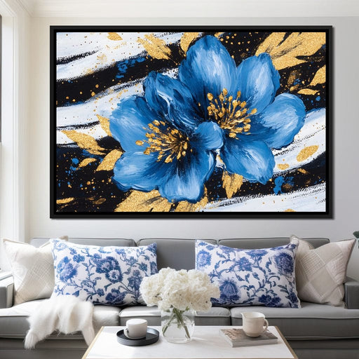 Blue Petals Midnight Bloom Canvas Print