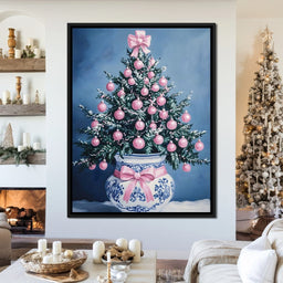 Holiday Fir With Pink Baubles - NicheCanvas
