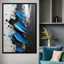 Sapphire Strokes Gold Specks  - NicheCanvas