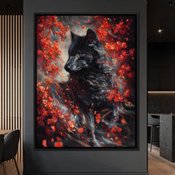 Black Wolf Rose Petal Storm - NicheCanvas