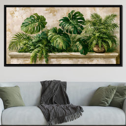Sun Dappled Foliage On A Plaster Ledge - NicheCanvas