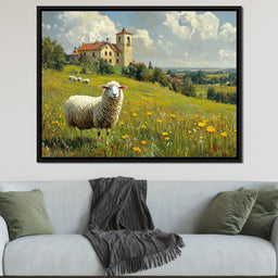 Meadow Sheep by the Countryside - NicheCanvas