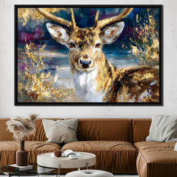 Golden Stag Forest Majesty - NicheCanvas
