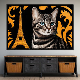 Eiffel Feline Elegance - NicheCanvas