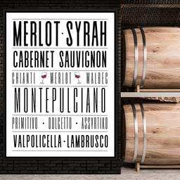 Wine Lover Varietal Typography - NicheCanvas