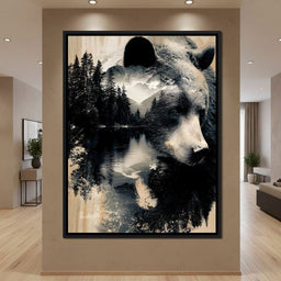 Wild Pines Bear Reflection - NicheCanvas