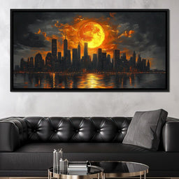Golden Cityscape Nocturne - NicheCanvas