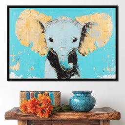 Elephant on Aqua Canvas - NicheCanvas