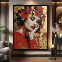 Golden Petals Dreaming Beauty - NicheCanvas