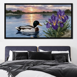 Duck Dusk Reflections With Iris - NicheCanvas