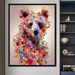 Floral Bear Wild Garden Portrait - NicheCanvas