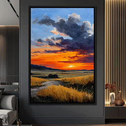 Golden Prairie Sunset Skystorm - NicheCanvas