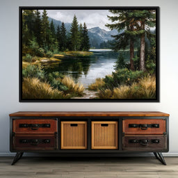 Alpine Pine Lake Reflection - NicheCanvas