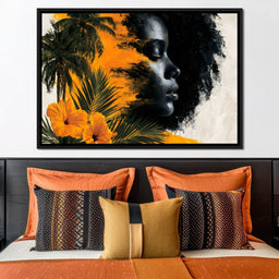 Golden Palms Dark Silhouette - NicheCanvas