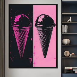 Black Pink Ice Cream Cones - NicheCanvas