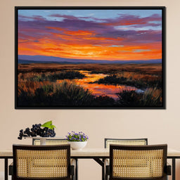 Sunset River Over Marshland - NicheCanvas