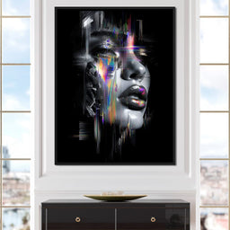 Neon Spectrum Glitch Portrait - NicheCanvas