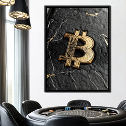 Golden Bitcoin Luxe Marble Icon - NicheCanvas