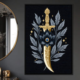 Golden Dagger Midnight Floral - NicheCanvas