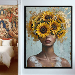 Sunflower Head Spring Portrait - NicheCanvas
