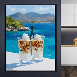 Mediterranean Iced Coffee Break Escape - NicheCanvas