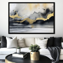 Golden Peaks Abstract Mist - NicheCanvas