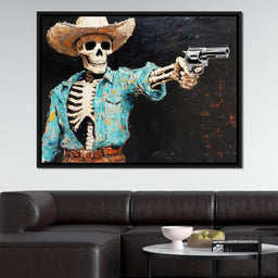 Cowboy Skeleton in Denim - NicheCanvas