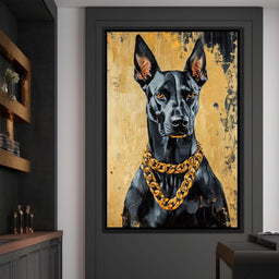 Bold Dog in Gold - NicheCanvas