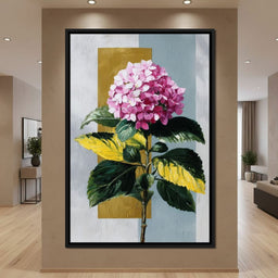 Pink Hydrangea Gold Panel - NicheCanvas