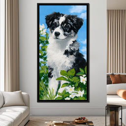 Puppy Dreams in Spring Meadows - NicheCanvas