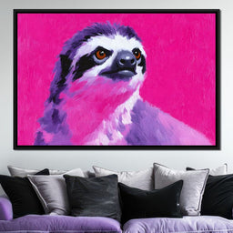 Vivid Magenta Sloth Portrait - NicheCanvas