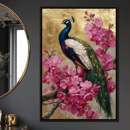 Golden Peacock Cherry Blossom - NicheCanvas