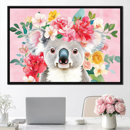 Floral Harmony with Koala - NicheCanvas
