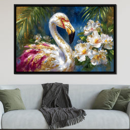 Gilded Flamingo Garden Glow - Neal Hackett - NicheCanvas